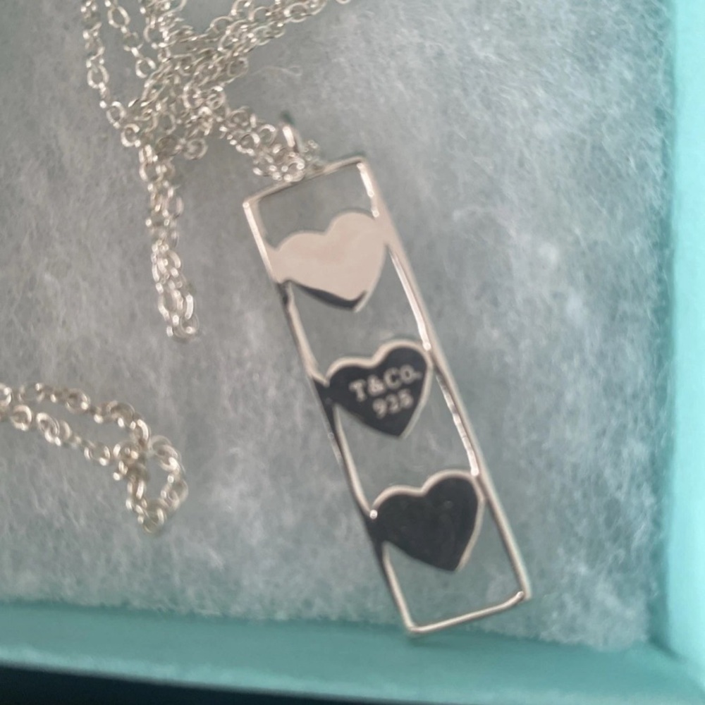Tiffany & Co. Silver Triple Heart Necklace - Picture 2 of 3